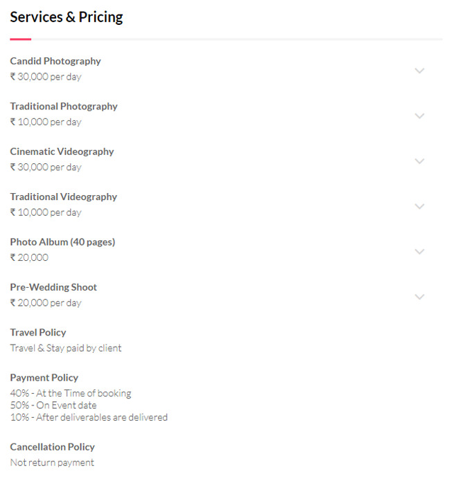  Pricelists of The Wedding Focus 106, 9A/1, Vishnu Mandir Marg, Channa Market, Block 9A, WEA, Karol Bagh, - Photo 1 of 1