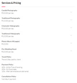 Menus & Prices, The Wedding Focus, New Delhi