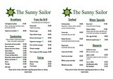 Menus & Prices, The Sunny Sailor, Maldon