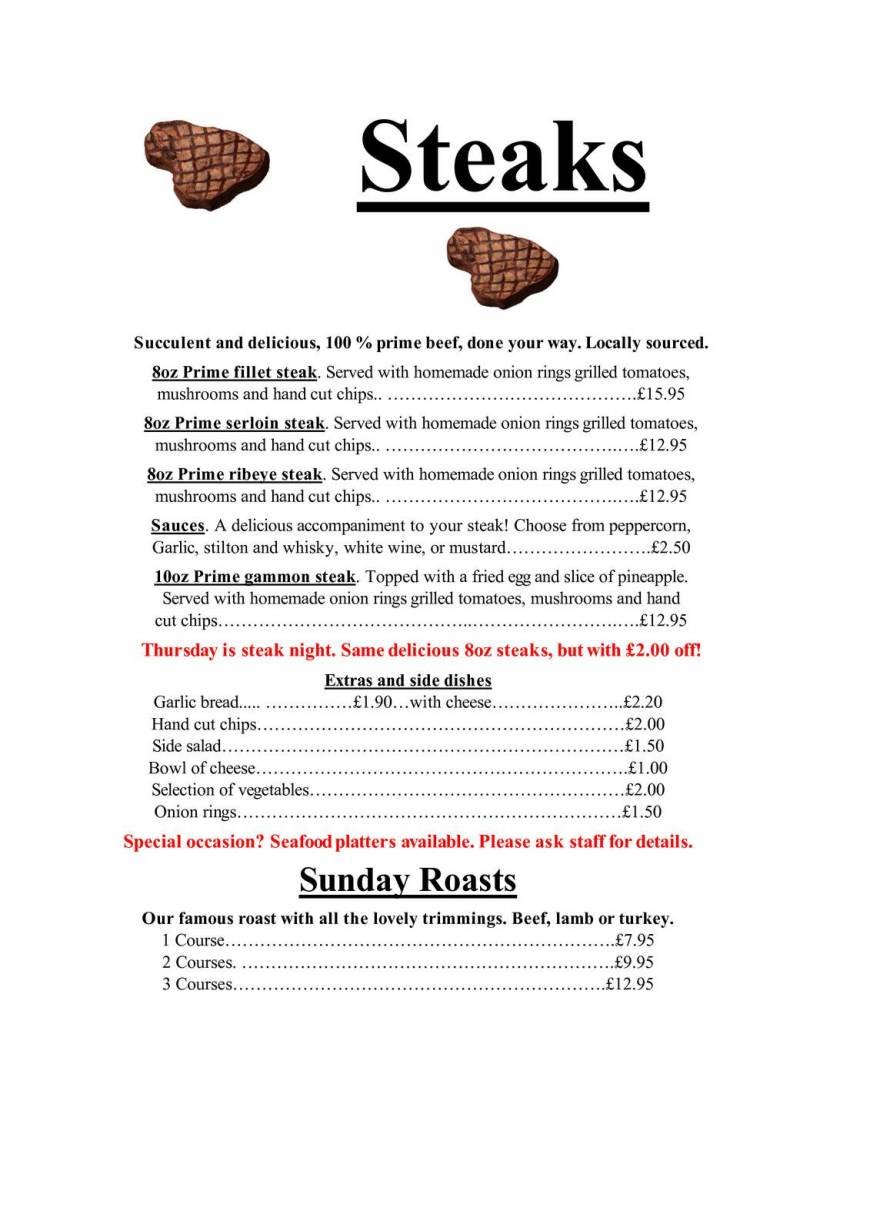  Pricelists of The Acorn Inn and Restaurant 6 Park Lane - Photo 2 of 5