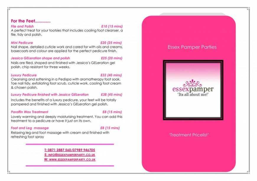  Pricelists of Essex Pamper Party 43 Yorick Road - Photo 1 of 6