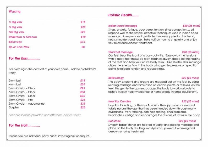  Pricelists of Essex Pamper Party 43 Yorick Road - Photo 5 of 6