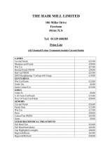 Menus & Prices, The Hair Mill Limited, Fareham