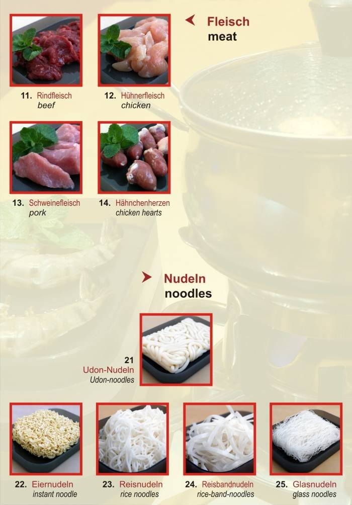FEUERTOPF...... HOT POT<br />
ZUTATEN... INGREDIENTS<br />
zum wählen..... to choose<br />
Fleisch................... meat<br />
Nudeln............... noodles ...Menu (Speisekarte) of Tonkin - Vietnamese Cuisine - Bubble Tea Bar Krossener Str. 12 - Photo 14 of 19 FEUERTOPF...... HOT POT<br />
ZUTATEN... INGREDIENTS<br />
zum wählen..... to choose<br />
Fleisch................... meat<br />
Nudeln............... noodles ...Menu (Speisekarte) of Tonkin - Vietnamese Cuisine - Bubble Tea Bar Krossener Str. 12 - Photo 14 of 19