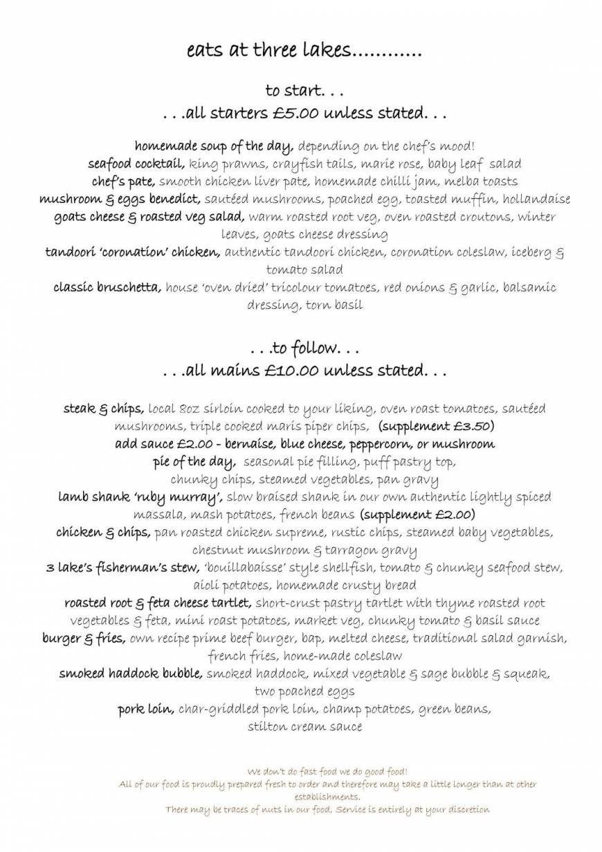  Pricelists of Three Lakes Restaurant & Function Rooms Westmill Farm - Photo 1 of 9