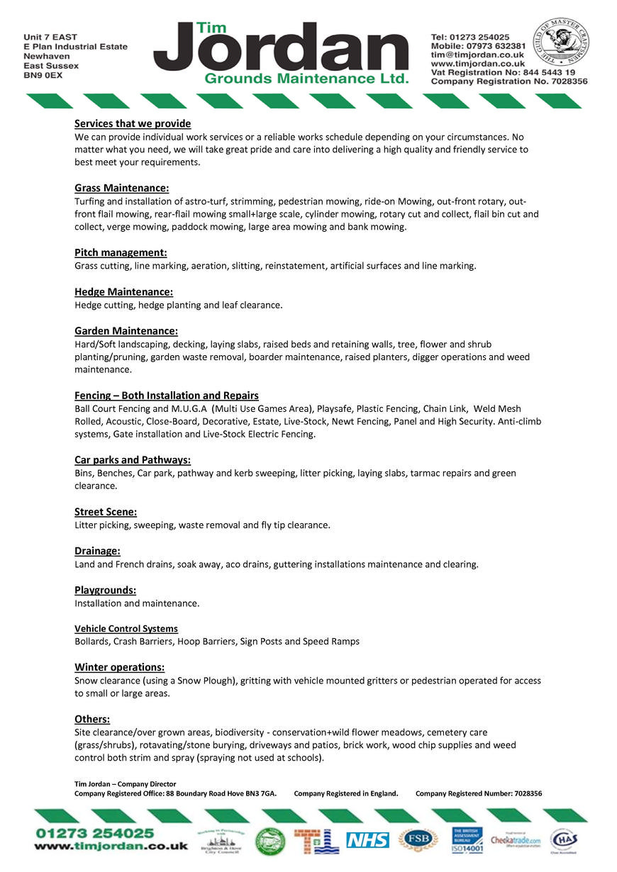  Pricelists of Tim Jordan Grounds Maintenance Ltd Unit 7 East, E Plan Industrial Estate - Photo 1 of 7