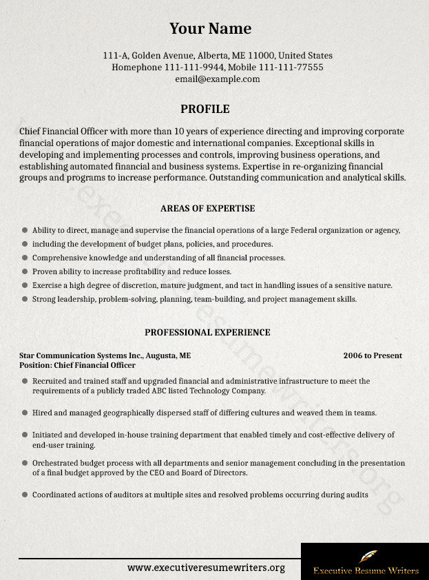 Resume Chief Financial Officer Profile Photos of Executive Resume Writers San Fernando - Photo 7 of 10
