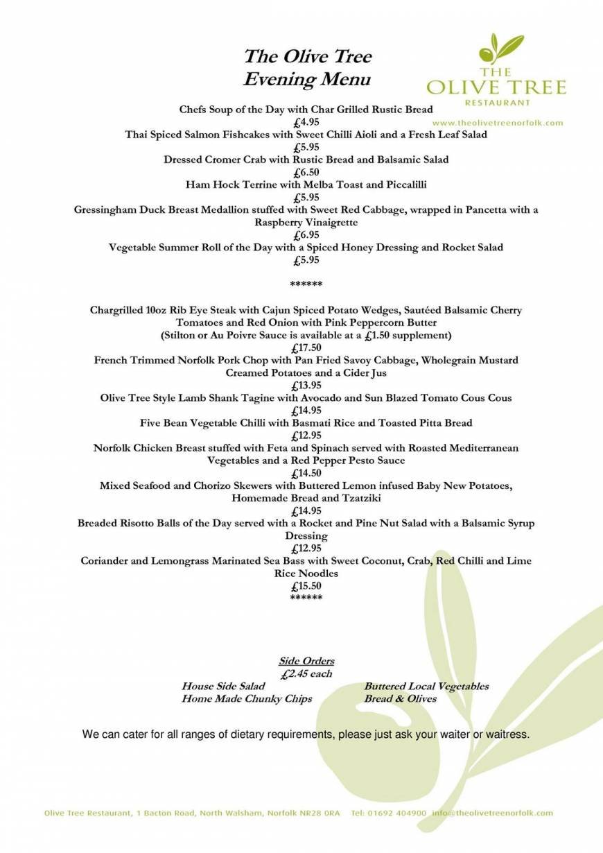  Pricelists of The Olive Tree Restaurant Bacton Road - Photo 3 of 7