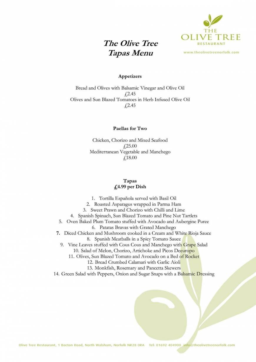  Pricelists of The Olive Tree Restaurant Bacton Road - Photo 4 of 7