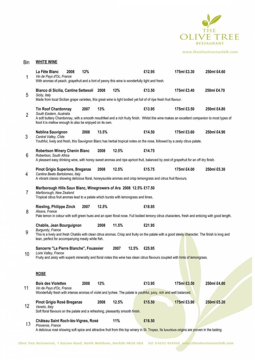  Pricelists of The Olive Tree Restaurant Bacton Road - Photo 7 of 7