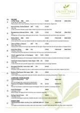 Menus & Prices, The Olive Tree Restaurant, North Walsham 