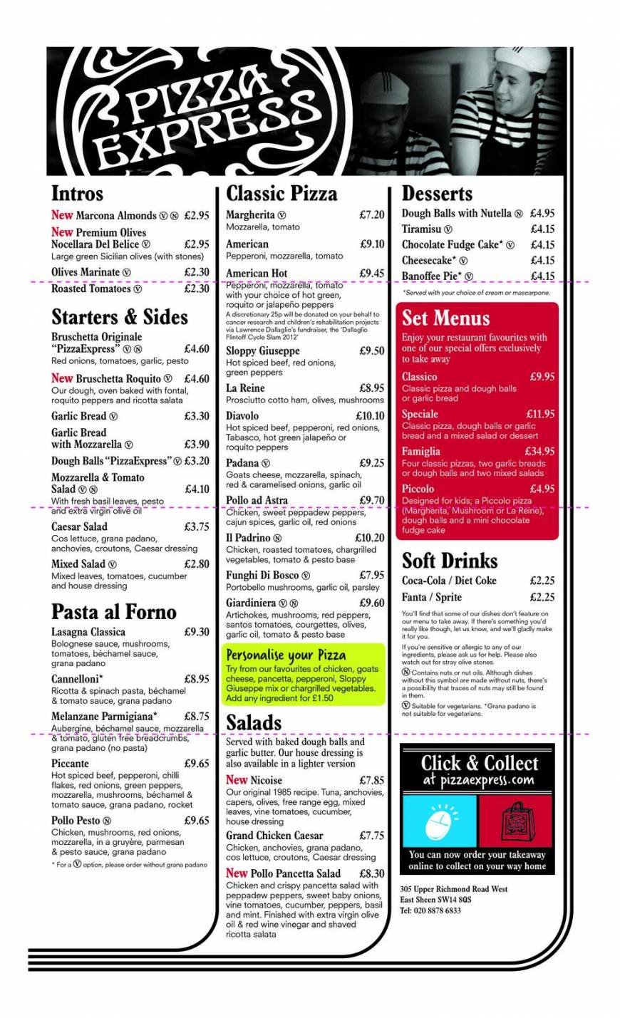  Pricelists of Pizza Express 15 Widmore Road - Photo 3 of 4