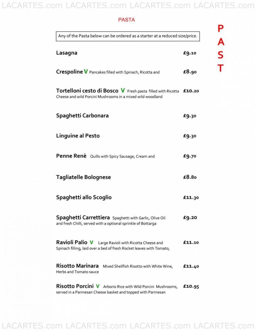  Pricelists of Palio Restaurant - Tunbridge Wells 84/86 Grosvenor Road - Photo 2 of 9
