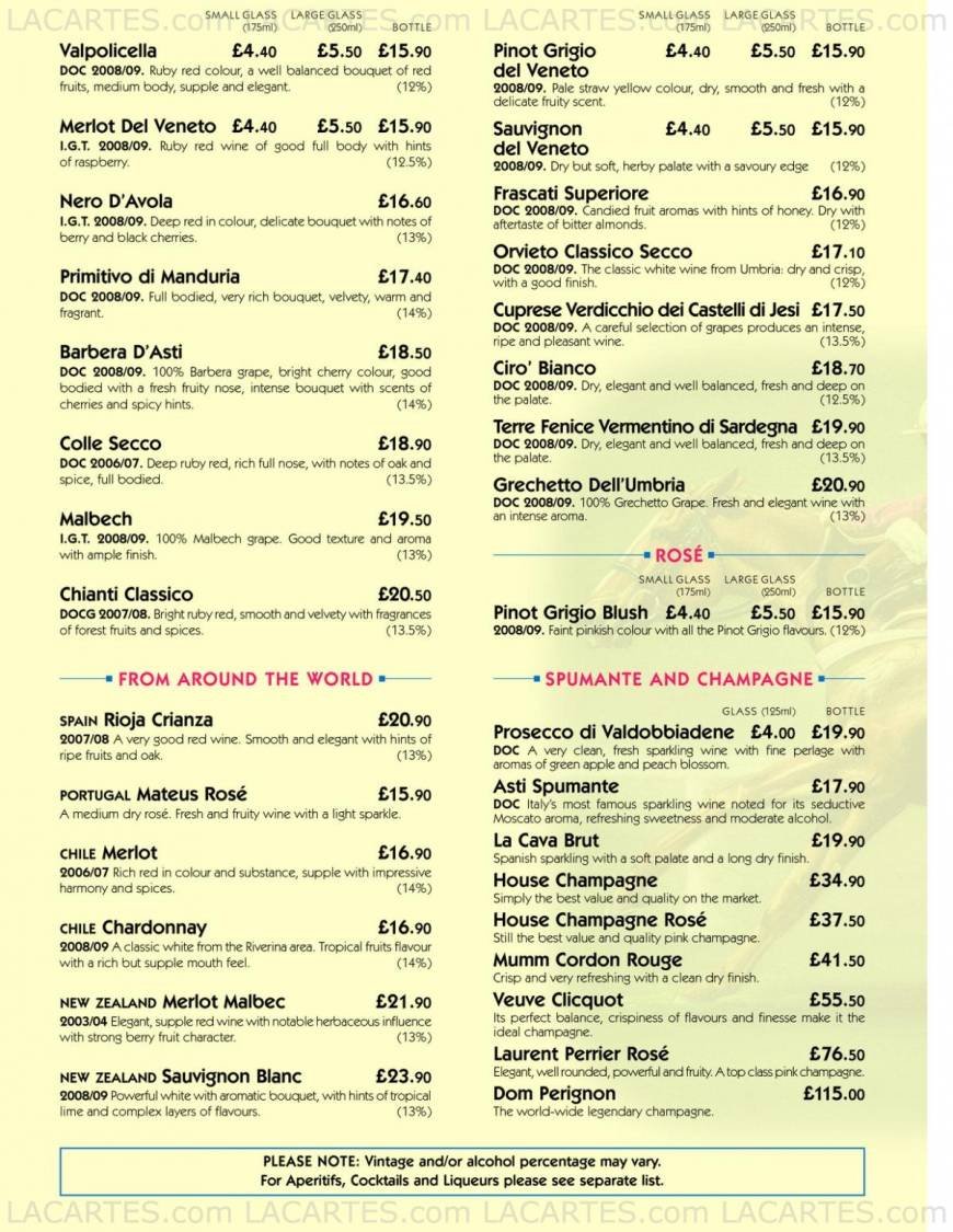  Pricelists of Palio Restaurant - Tunbridge Wells 84/86 Grosvenor Road - Photo 7 of 9