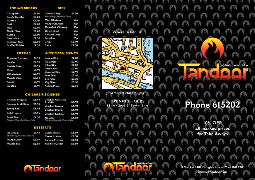  Pricelists of TANDOOR SOUTH INDIAN RESTAURANT 3-MARKET HILL - Photo 1 of 2