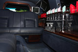 Interior of limousine with the leather passenger compartment 