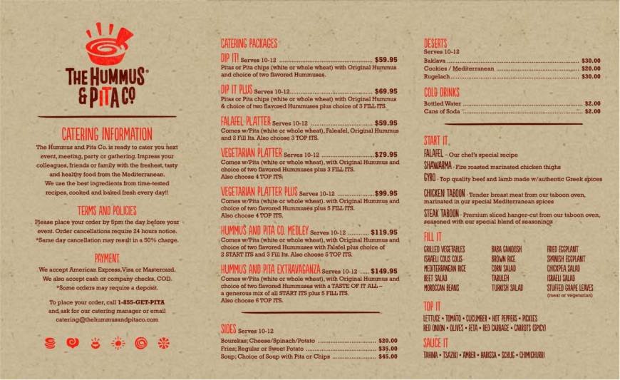  Pricelists of The Hummus & Pita Co. 585 6th Avenue - Photo 1 of 2