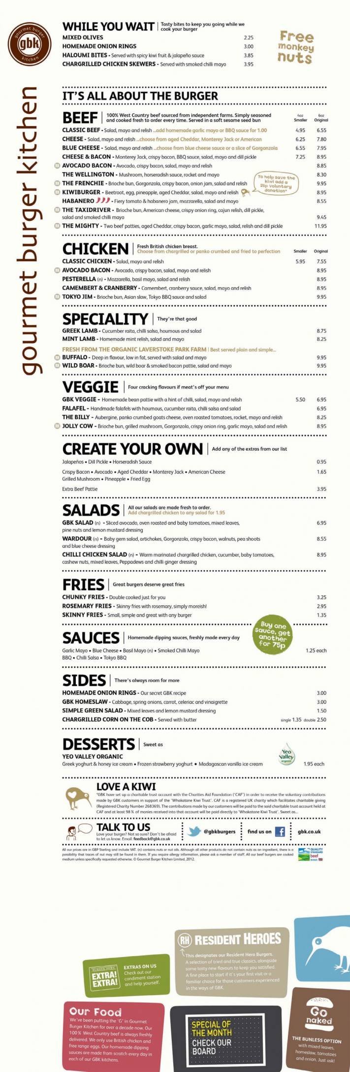  Pricelists of Gourmet Burger Kitchen SVL06B, Lower Mall, The Plaza, Bluewater - Photo 1 of 1
