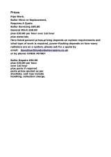 Menus & Prices, North London Boiler Repairs, Hoddesdon