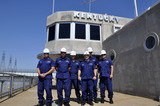 Members of the U.S. Coast Guard Marine Safety Unit Paducah pause for a photo at the U.S. Army Corps of Engineers Nashville District-operated Kentucky Lock during their Aug. 23, 2012 visit to the Grand Rivers, Ky., facility. From left: Lt. Cmdr. Heath Hart Lewis Barbe 6320 Limerick Lane 