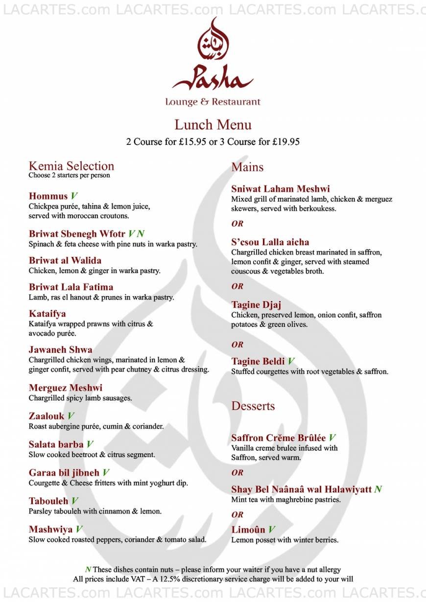  Pricelists of Pasha Restaurant & Lounge 1 Gloucester Road - Photo 14 of 17