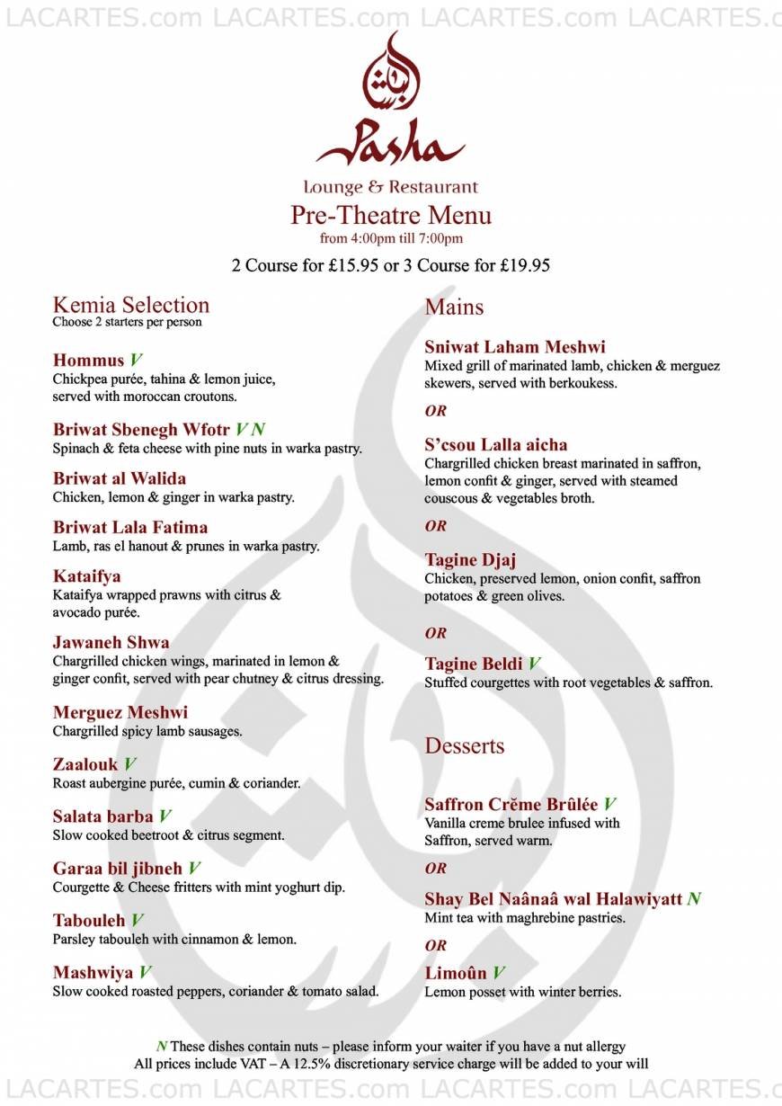  Pricelists of Pasha Restaurant & Lounge 1 Gloucester Road - Photo 6 of 17