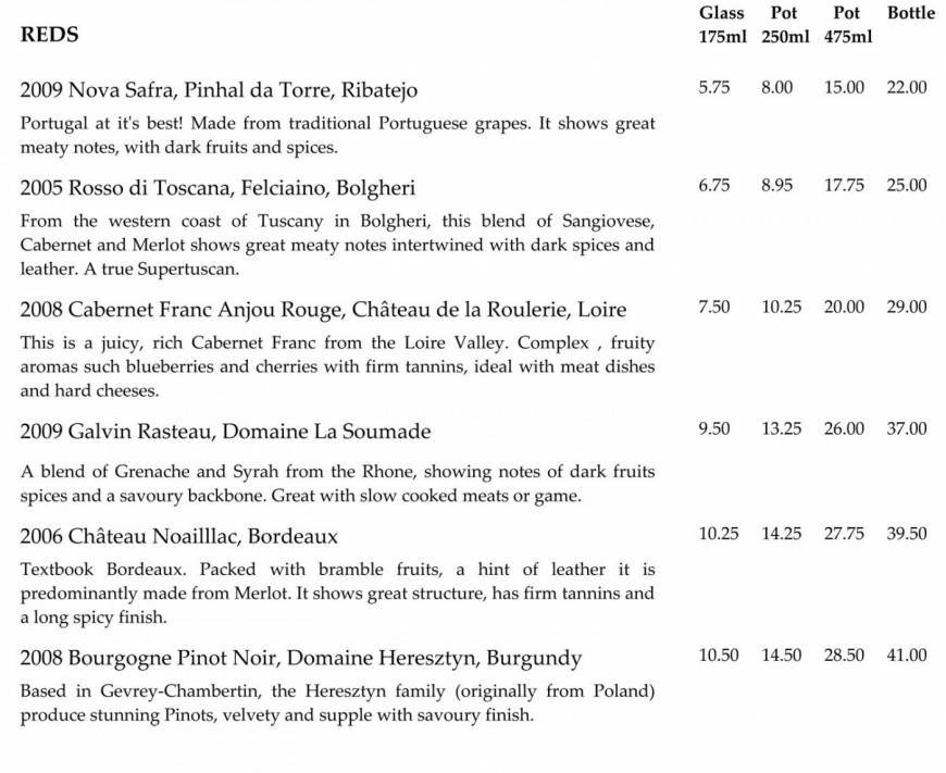  Pricelists of Galvin CafÃ© a Vin 35 Spital Square (Entrance on Bishops Sq) - Photo 4 of 15