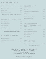 Menus & Prices, Simply Colour Hair Salon Studio by Dean Downing, Wesley Chapel