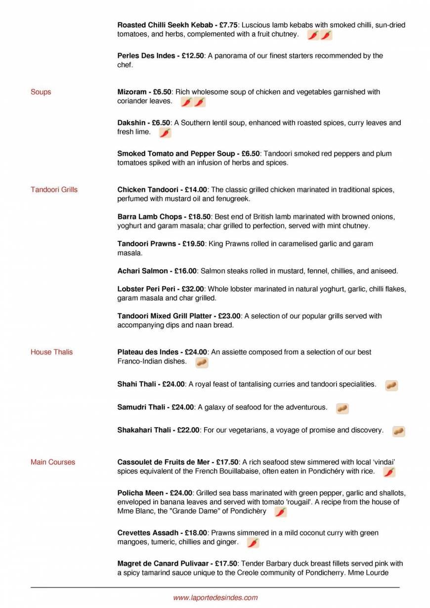  Pricelists of La Porte des Indes 32 Bryanston Street - Photo 2 of 28