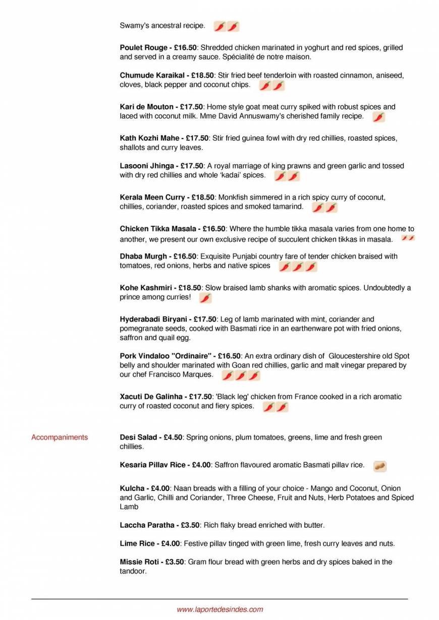 Pricelists of La Porte des Indes 32 Bryanston Street - Photo 3 of 28
