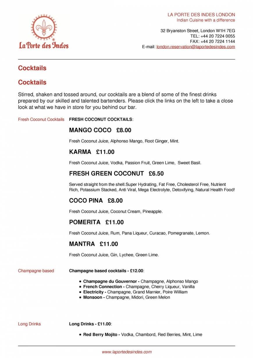  Pricelists of La Porte des Indes 32 Bryanston Street - Photo 14 of 28