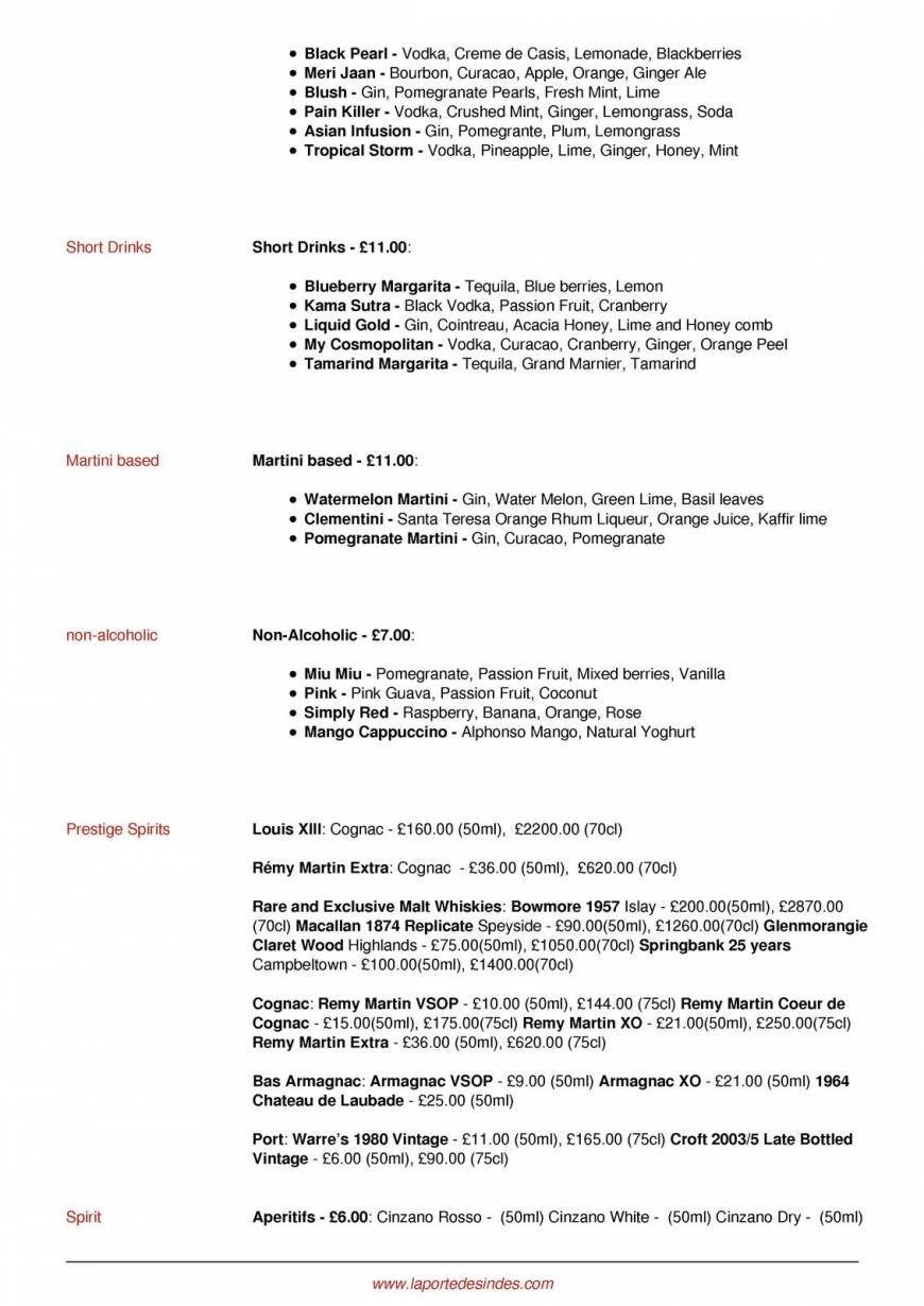  Pricelists of La Porte des Indes 32 Bryanston Street - Photo 15 of 28