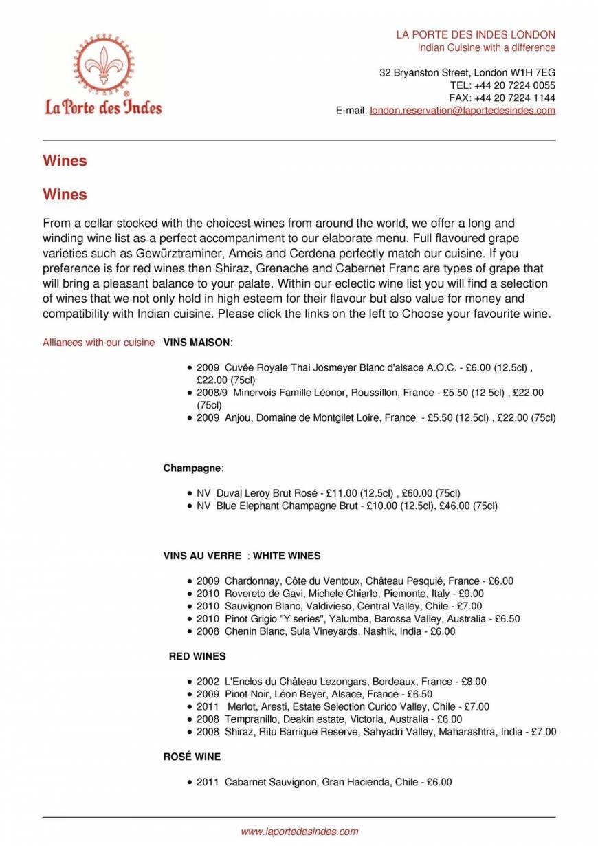  Pricelists of La Porte des Indes 32 Bryanston Street - Photo 18 of 28