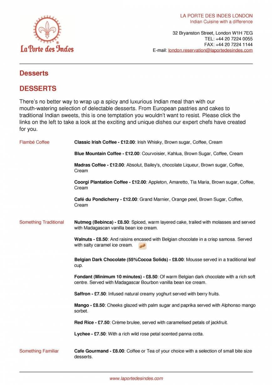  Pricelists of La Porte des Indes 32 Bryanston Street - Photo 24 of 28