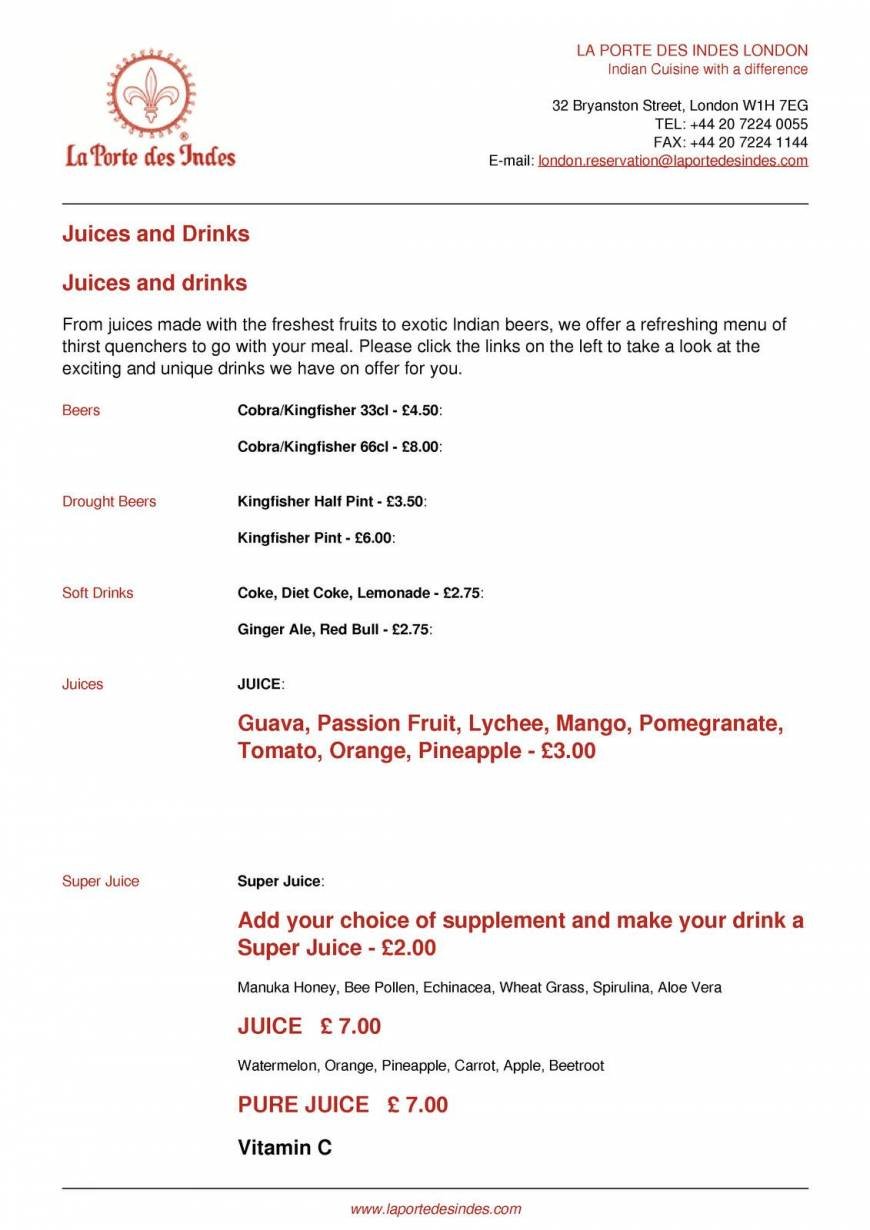  Pricelists of La Porte des Indes 32 Bryanston Street - Photo 26 of 28