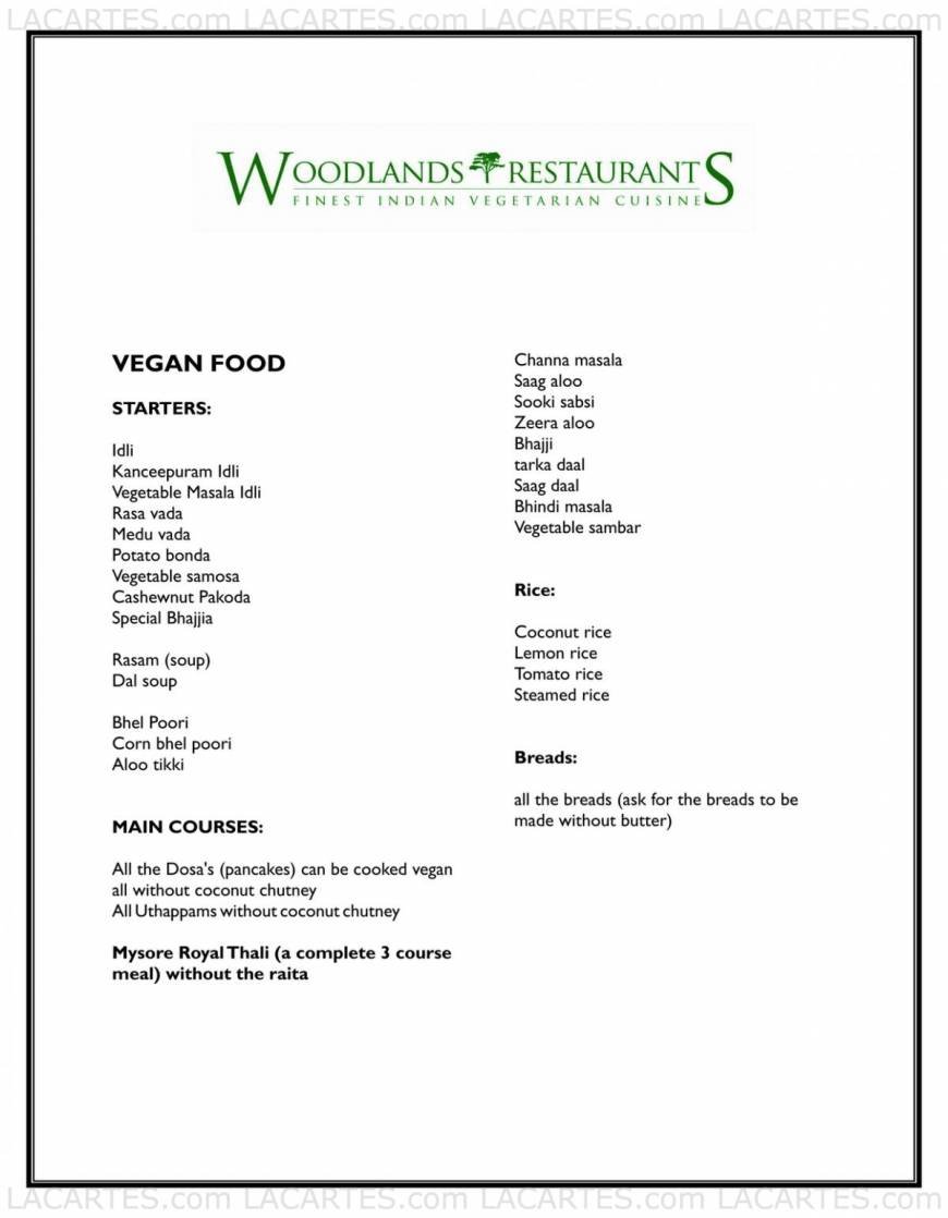  Pricelists of Woodlands Restaurant - Marylebone 77 Marylebone Lane - Photo 3 of 17