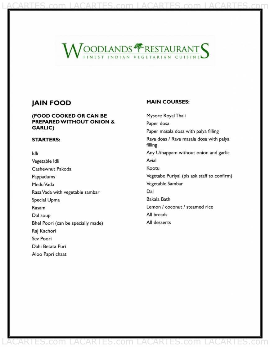 Pricelists of Woodlands Restaurant - Marylebone 77 Marylebone Lane - Photo 2 of 17