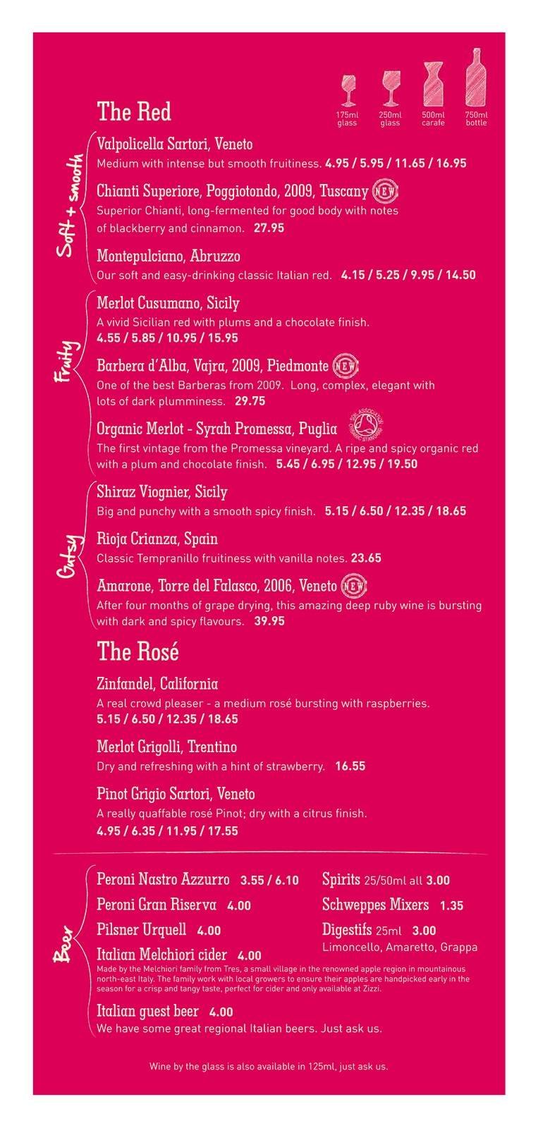 Pricelists of Zizzi The O2 - Photo 4 of 5