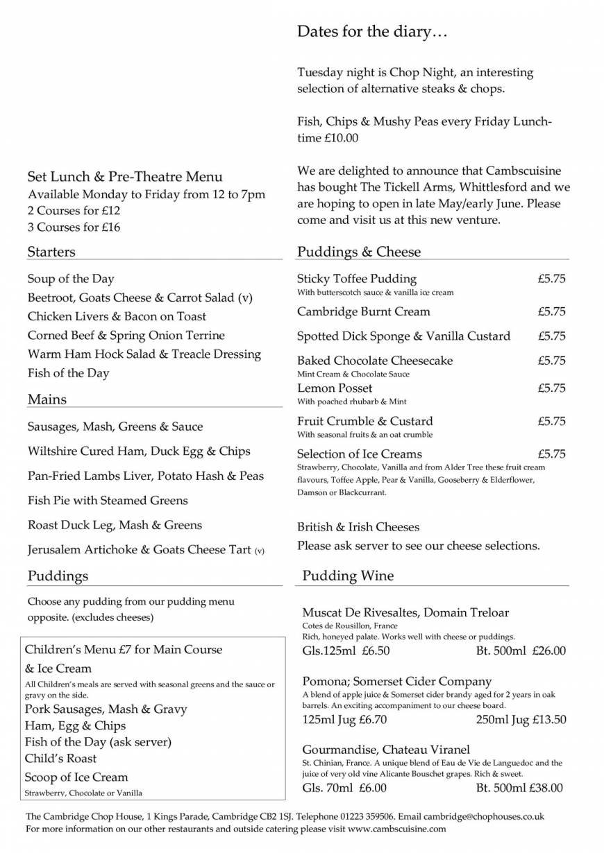  Pricelists of The Cambridge Chop House 1 Kings Parade - Photo 3 of 6