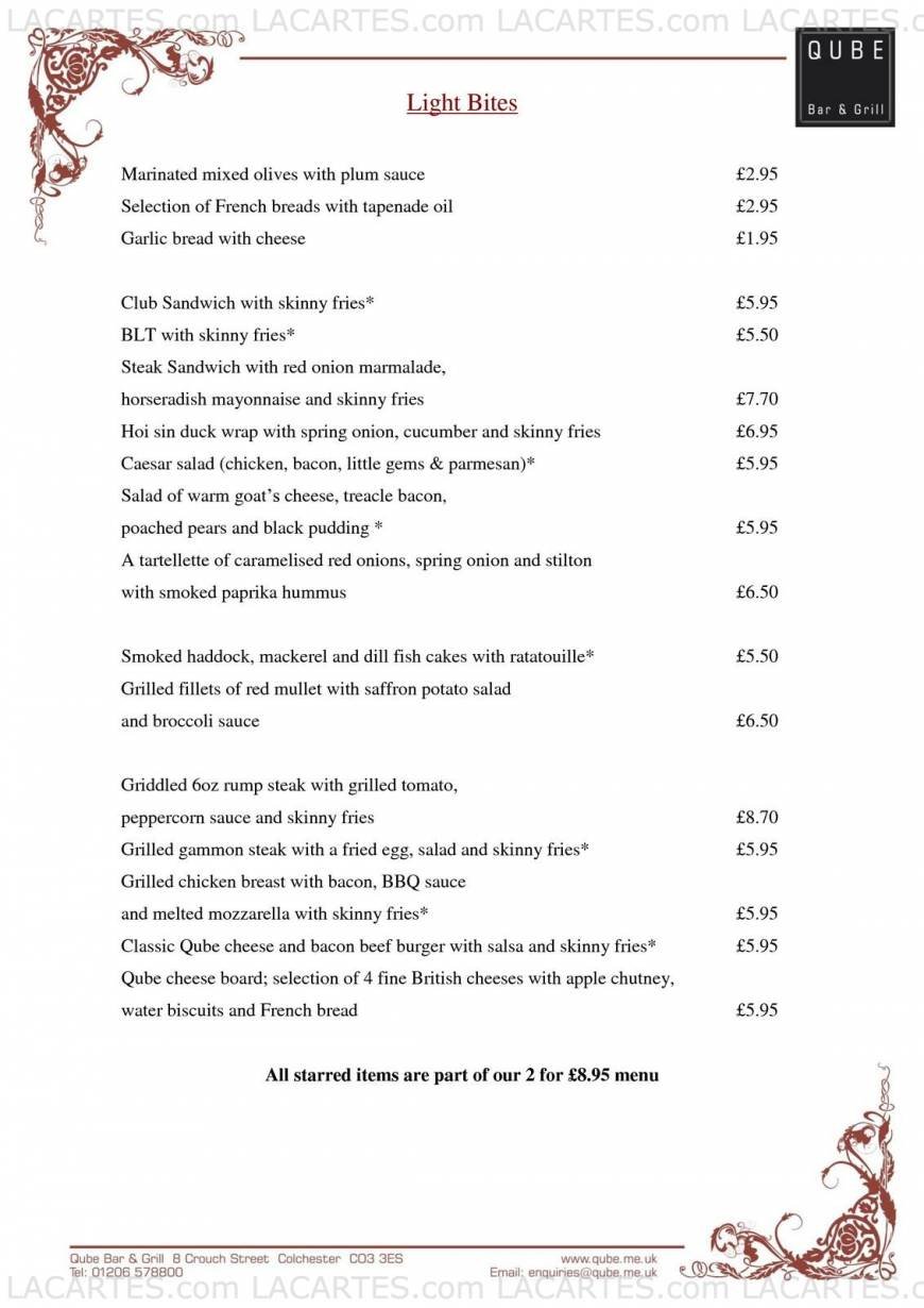  Pricelists of the GRILL - QUBE Bar & Grill 8 Crouch Street - Photo 3 of 6