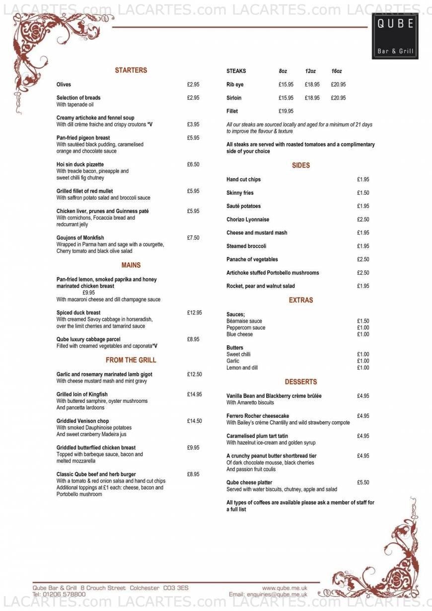  Pricelists of the GRILL - QUBE Bar & Grill 8 Crouch Street - Photo 4 of 6