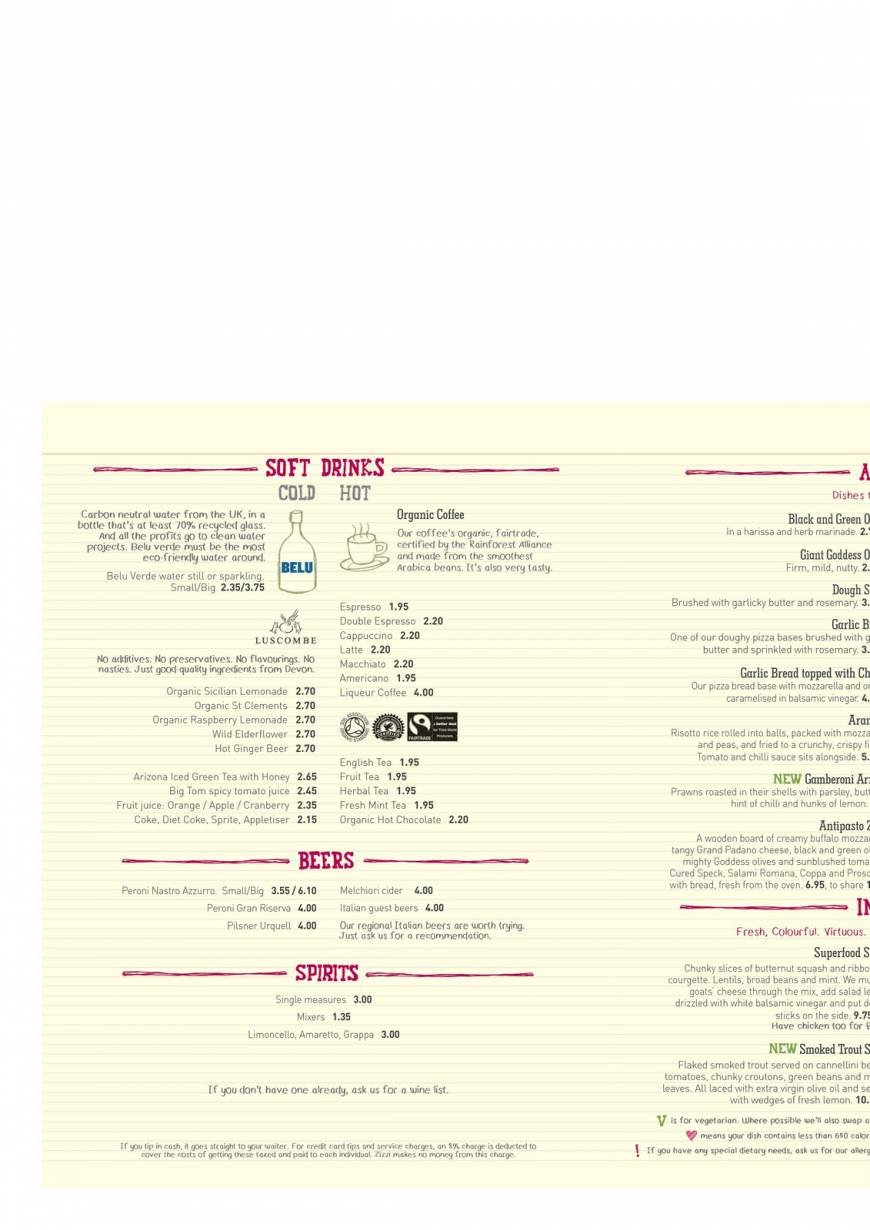  Pricelists of Zizzi 58 Goldsworth Road - Photo 1 of 5
