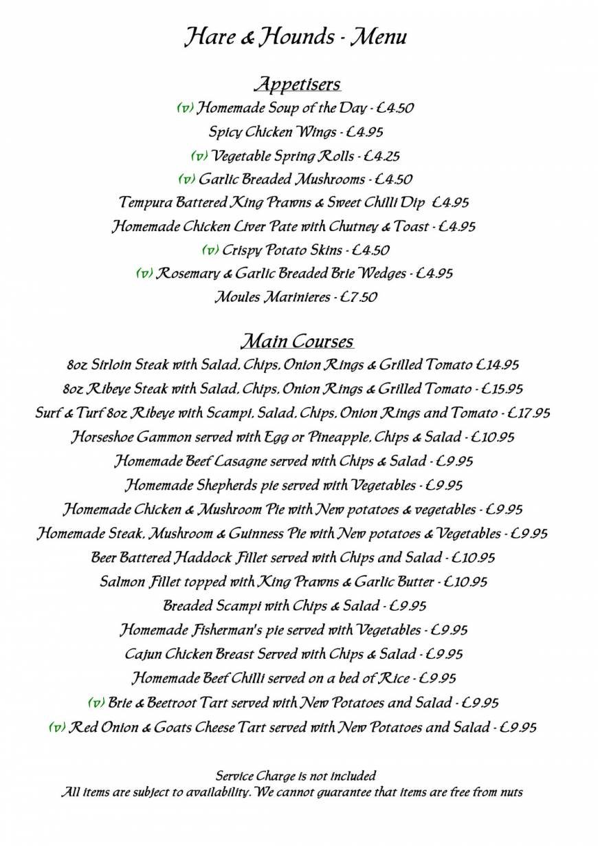  Pricelists of Hare & Hounds Braintree 104 High Garrett - Photo 1 of 7