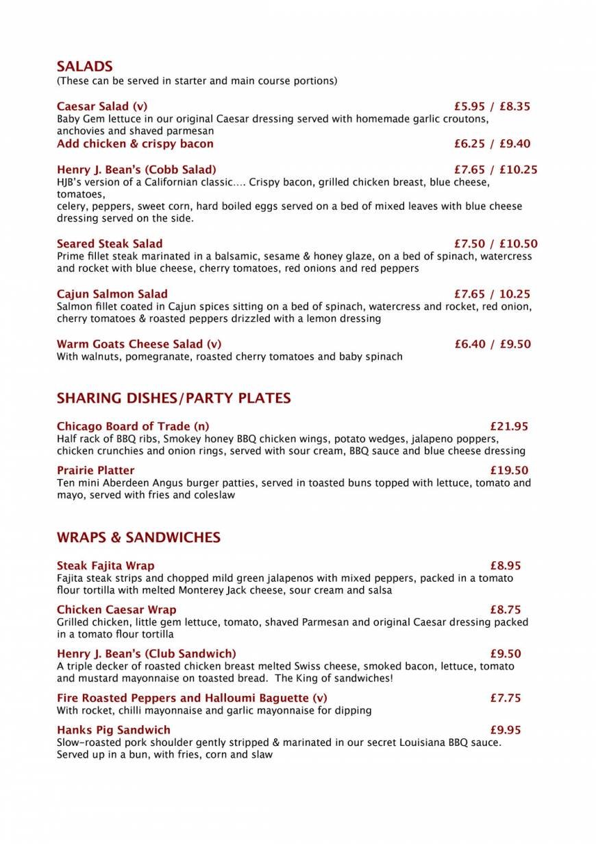  Pricelists of Henry J Beans Chelsea 195-197 Kings Road, Chelsea - Photo 2 of 10