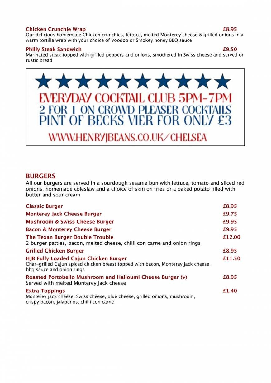  Pricelists of Henry J Beans Chelsea 195-197 Kings Road, Chelsea - Photo 3 of 10
