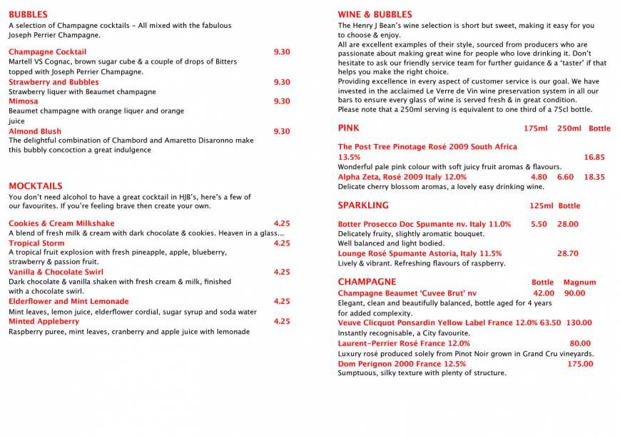  Pricelists of Henry J Beans Chelsea 195-197 Kings Road, Chelsea - Photo 9 of 10
