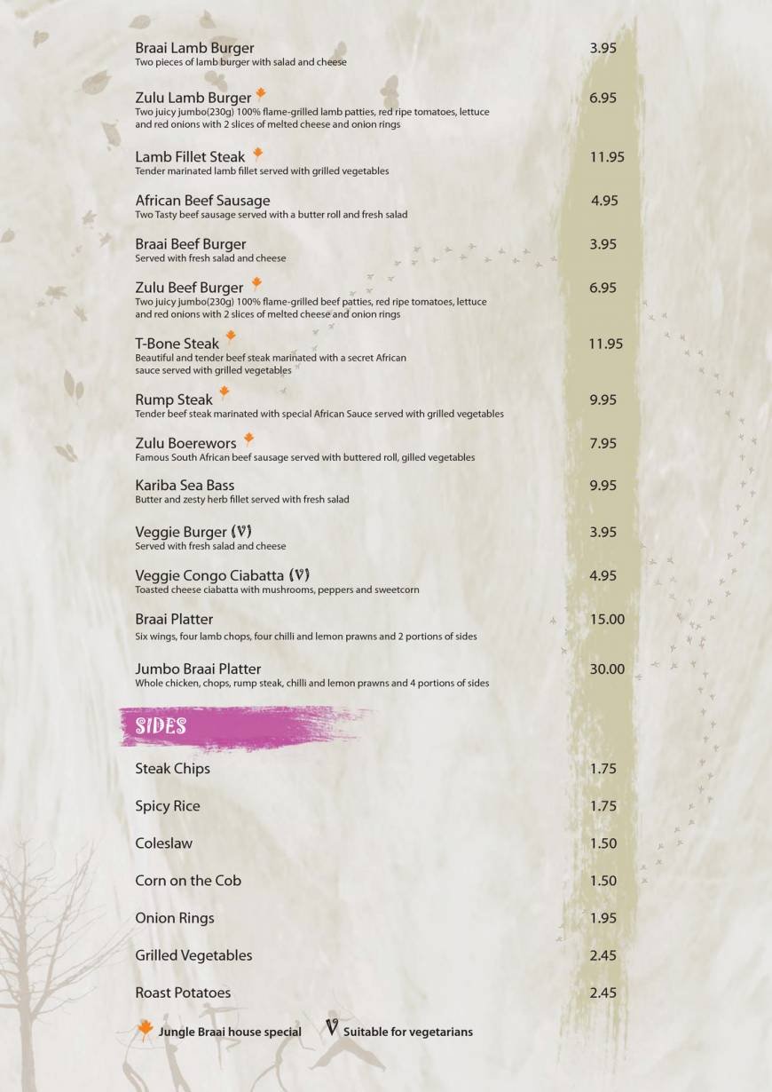  Pricelists of Jungle Braai Walthamstow 115 Wood Street  - Photo 3 of 7