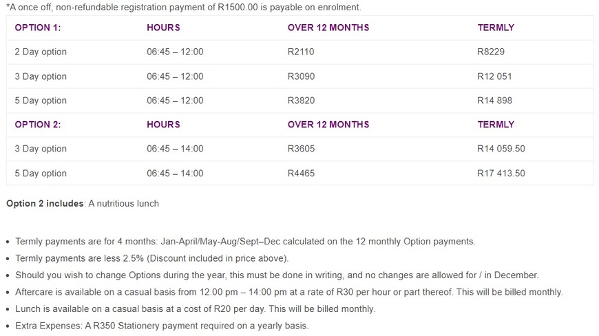  Pricelists of Baby Blessings Playgroup and Preschool Lonehill Number 10 Concourse Crescent Lonehill Gauteng, South Africa - Photo 1 of 1