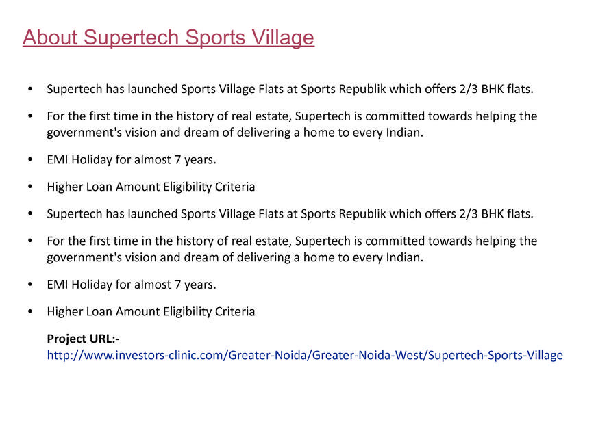 Pricelists of Supertech Sports Village - Greater Noida West|9266629901 Greater Noida West - Photo 4 of 8