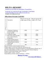Menus & Prices, Hiliya Resort, Wayanad